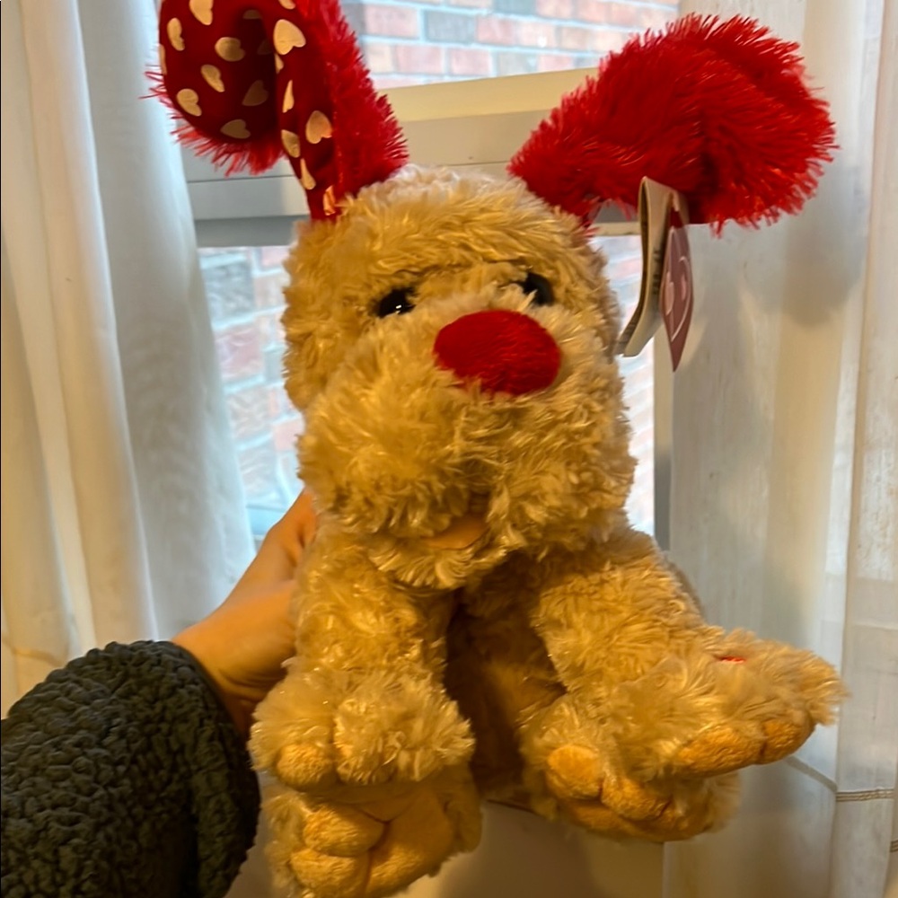 Cute Plush Dog with Red Ears
